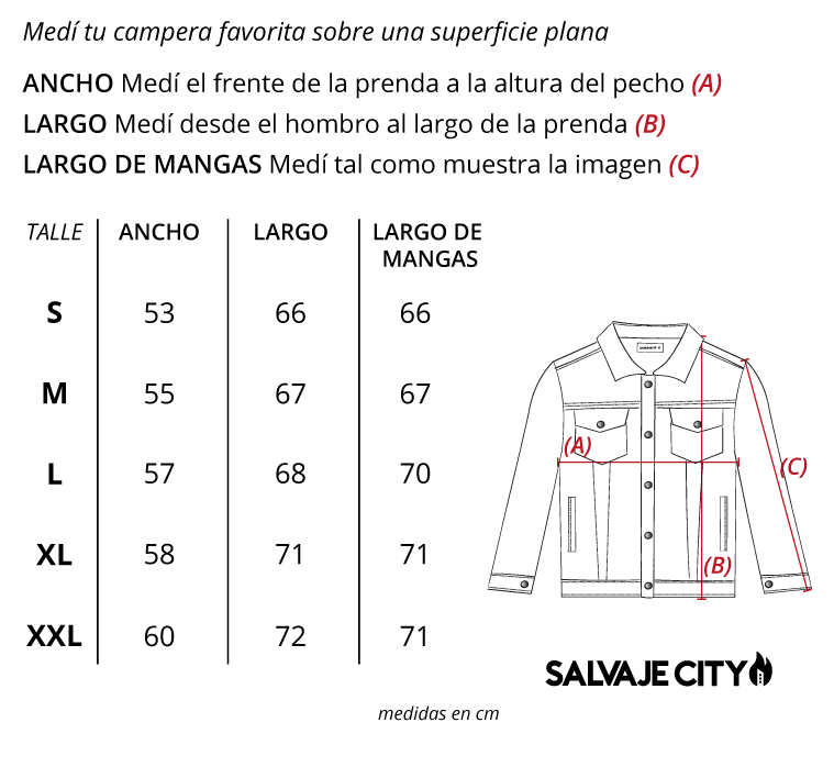 Tabla de talles campera